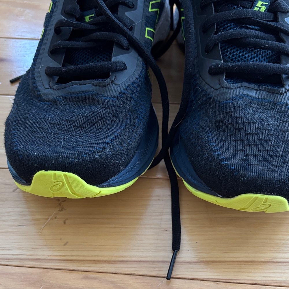 Asics Black and Neon Yellow Athletic Shoes - Picture 7 of 8
